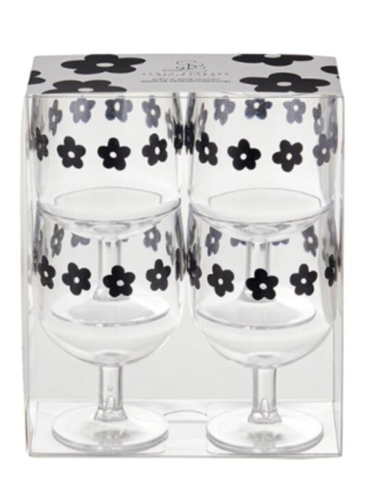 Santa Barbara Other - Stackable Acrylic Wine Glasses - Flowers NWT